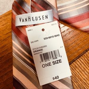 Van Heusen Striped Tie Peach Rust Brown